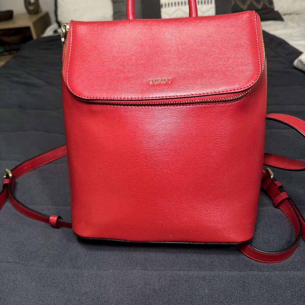 DKNY Bryant Red Leather Backpack